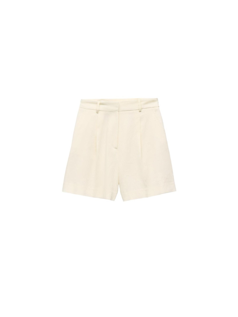 Zara Linen Cream Tailored High-Rise Shorts